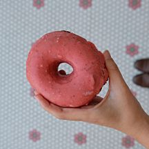 Pink Donut on Pink and White Background