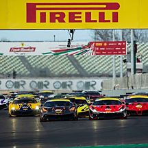 Group of Ferrari's on Track