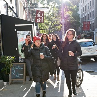 Group Walking in City