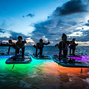 Nighttime Standup Paddle Board yoga Oahu