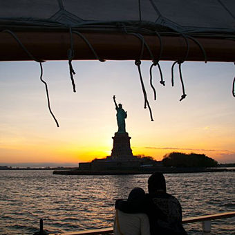 Couple Enjoying New York Sunset Sail