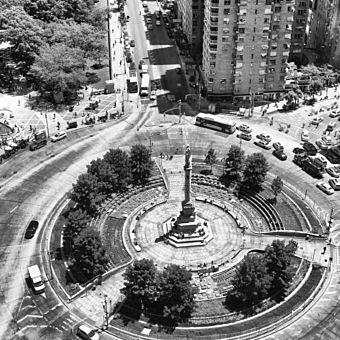Black and White Photo of Roundabout