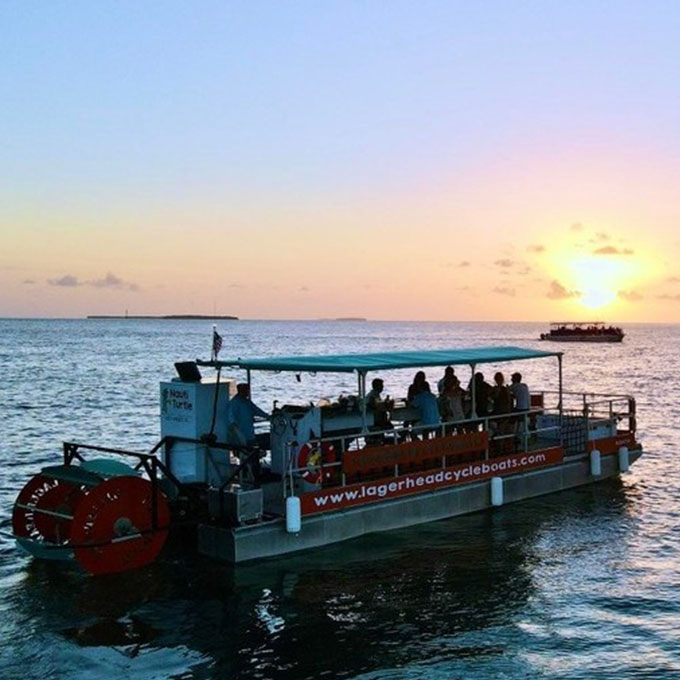Cruise cycleboat sunset